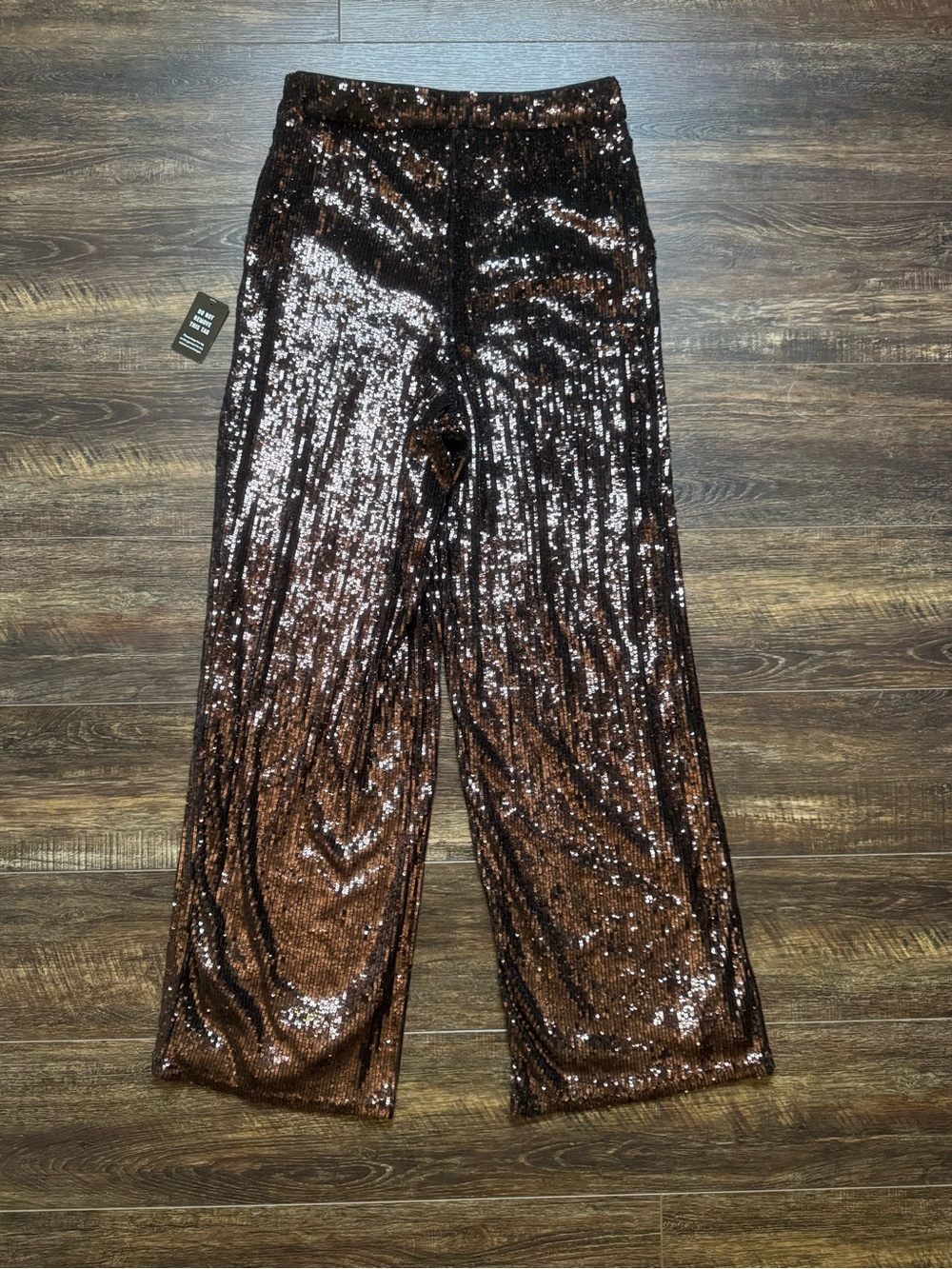 NWOT Express Wide Leg Brown Sequin Pants 10 - Picture 8 of 8